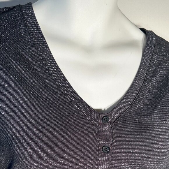 Colsie NWT SZ S Black Metallic Henley Bodysuit Modern 80s Layering Edgy Y2K - Picture 4 of 11